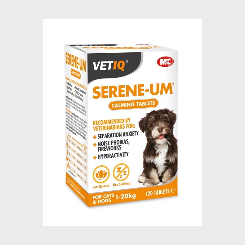 VetIQ® Serene-UM Beroligende tabletter til mindre hunde, indholder 120 stk.